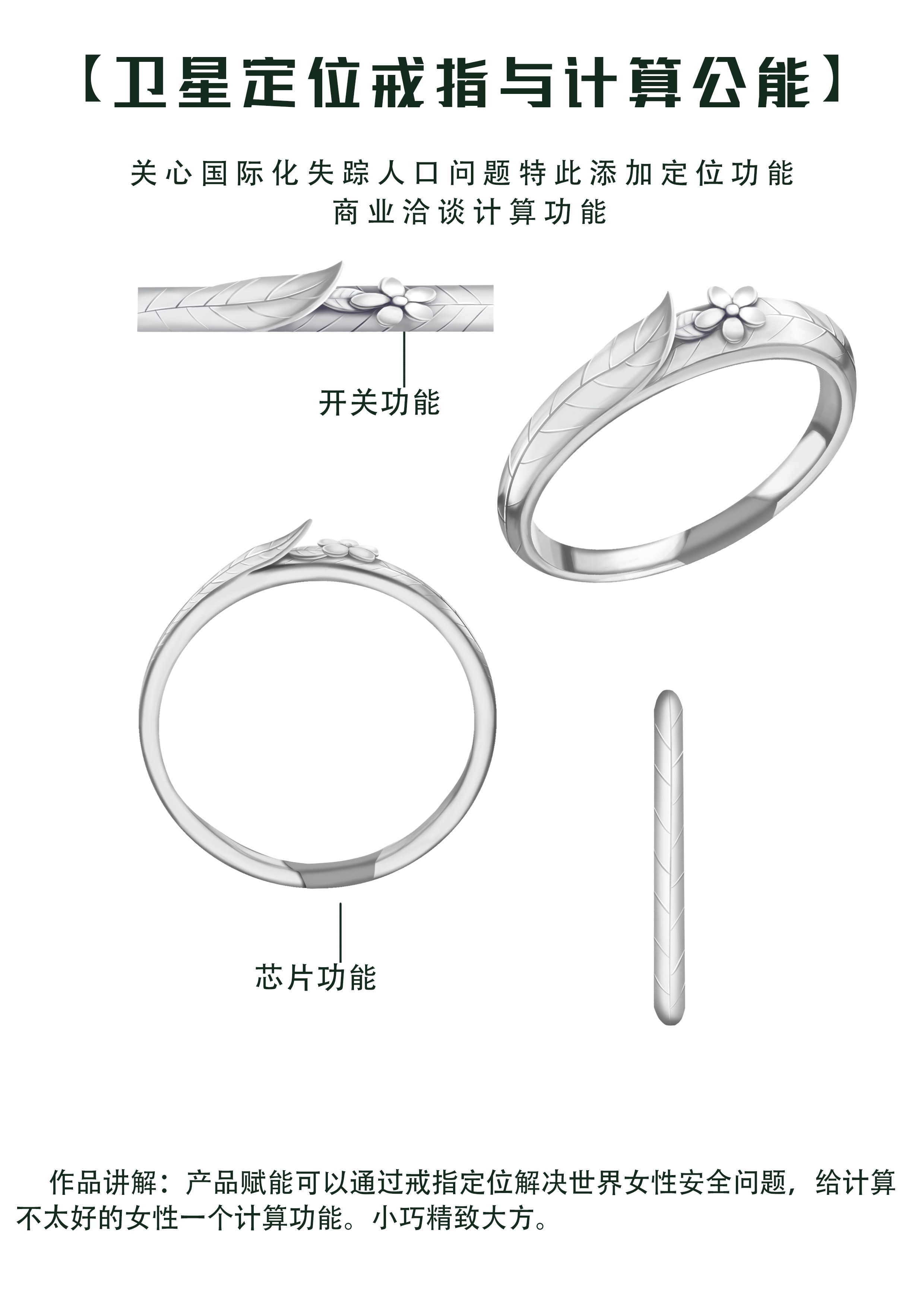 获奖作品：一枚简约戒指附带定位和计算功能 - 金岳奖 - 全球创意设计大奖